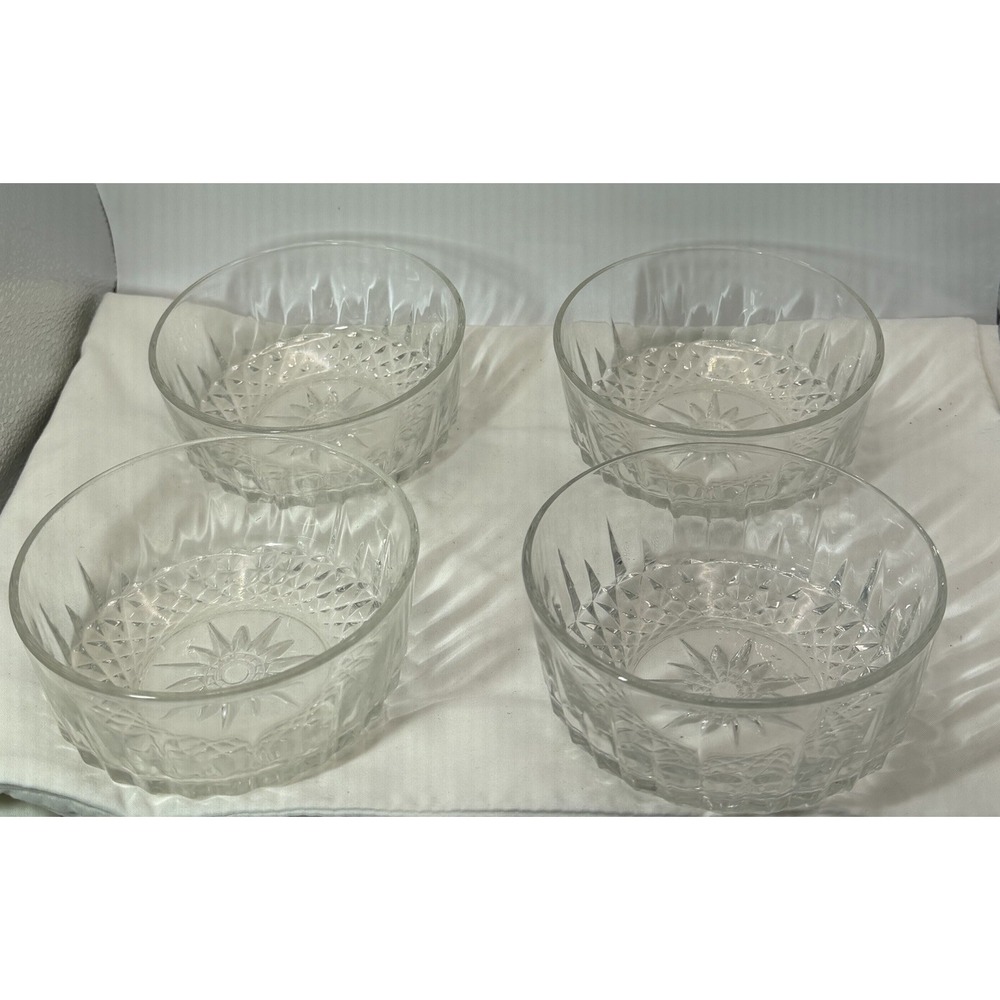 Set of 4 Vintage Arcoroc France Diamante Pattern Small Bowl 5" W X 2.5" T